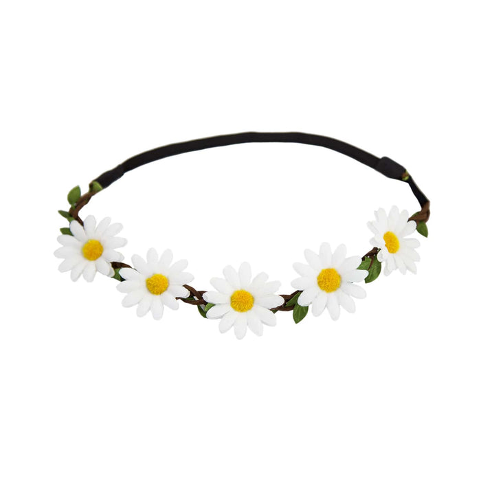 Blumen Haarband Stirnband Haarschmuck Bohemia Kopfschmuck Blumenkranz - weiß