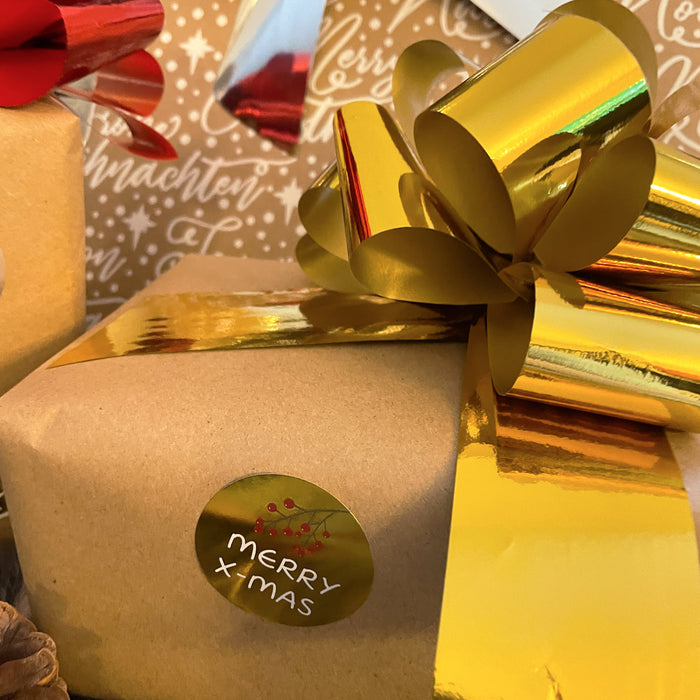 Geschenkschleife Deko Schleife für Geschenke Tüten Zuckertüte Weihnachten Geschenkdeko Metallic - gold