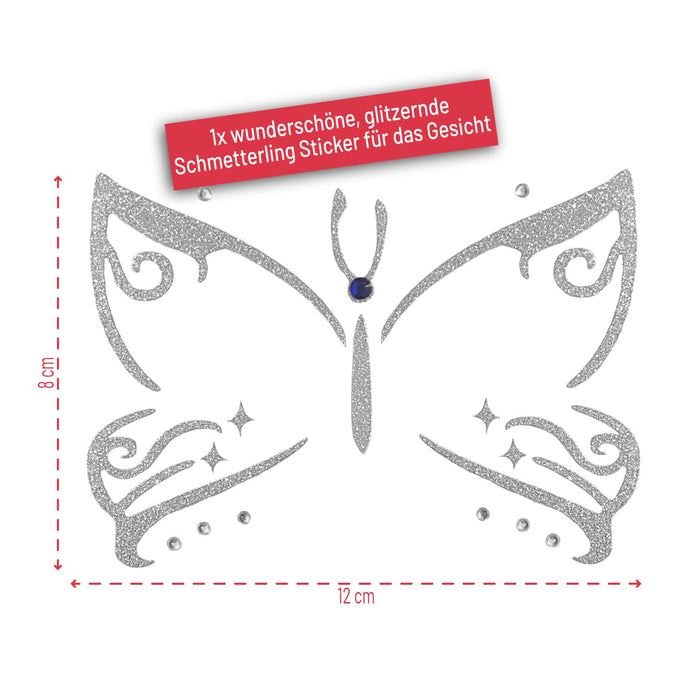 Schmetterling Gesicht Sticker Set Tiergesicht Aufkleber für Fasching Karneval Geburtstag Kinder Motto Party