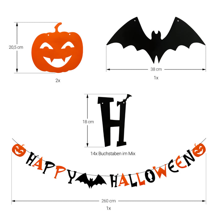 Happy Halloween Girlande Horror Hänge Dekoration Banner für Halloween Fasching Karneval Grusel Motto Party