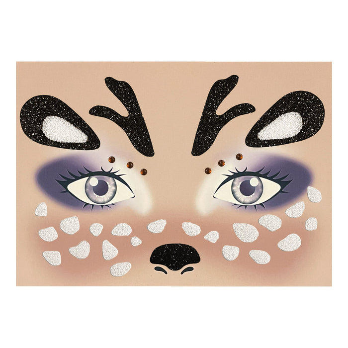 Rentier Gesicht Sticker Set Tiergesicht Aufkleber für Fasching Karneval Geburtstag Kinder Motto Party
