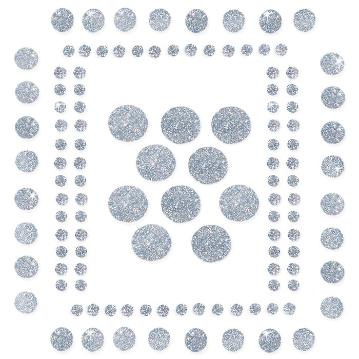 120 Punkte Sticker Aufkleber Set mit Glitzer Scrapbooking - silber