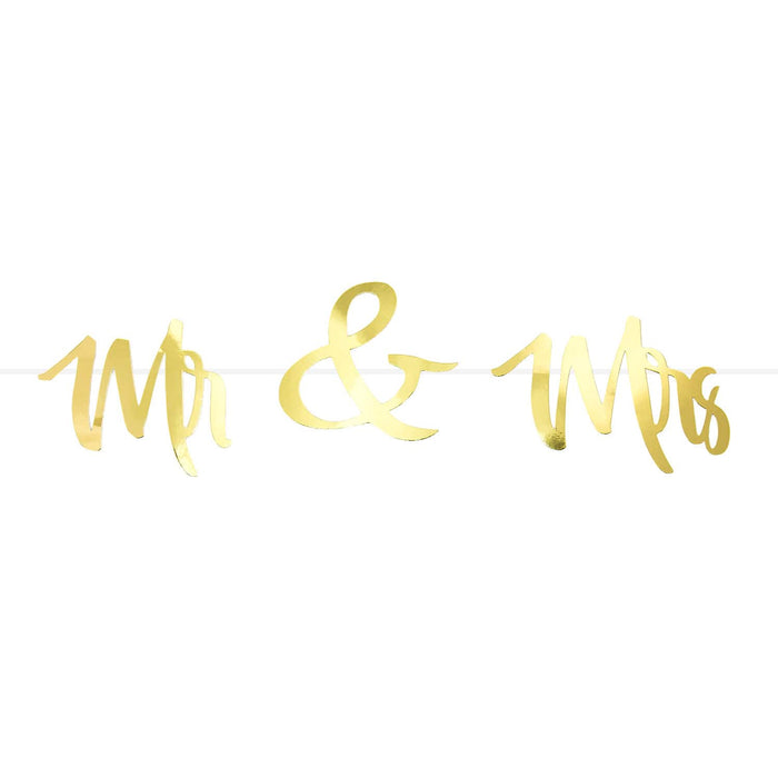 Mr & Mrs Girlande Banner Hochzeit Feier Dekoration Hochzeitsdeko Hochzeitsgirlande - gold