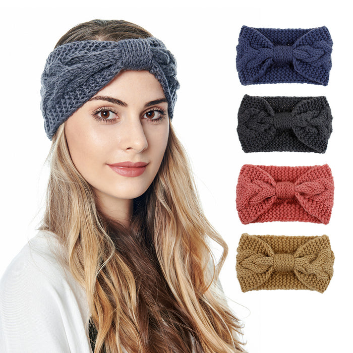 Damen Stirnband Haar Band für den Herbst Winter Ohrenwärmer Zopfmuster in Einheitsgröße - beige