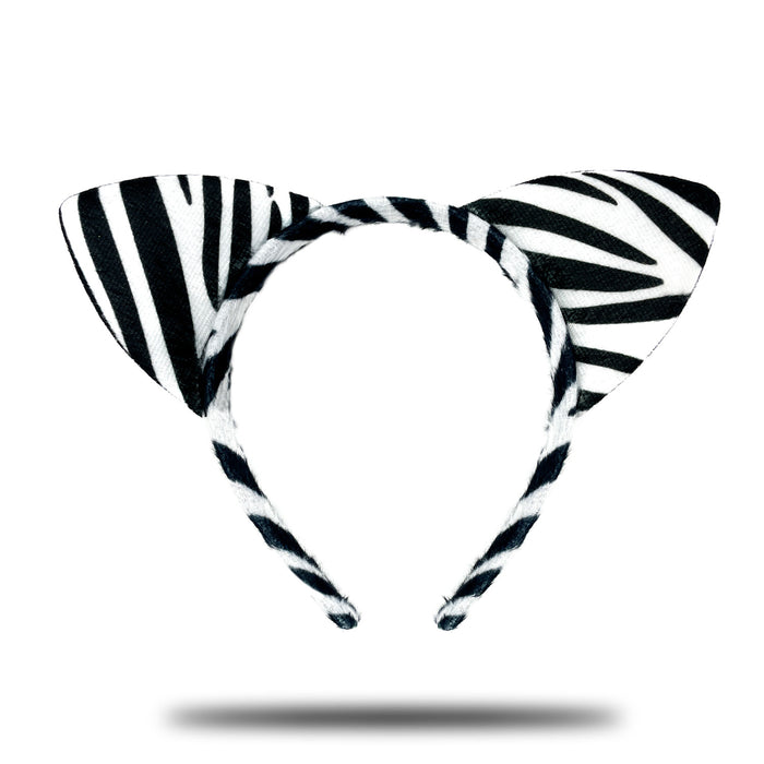 Haarreif Zebra Ohren Haarreifen für Fasching Karneval Motto Party Kostüm Accessoire - schwarz weiß