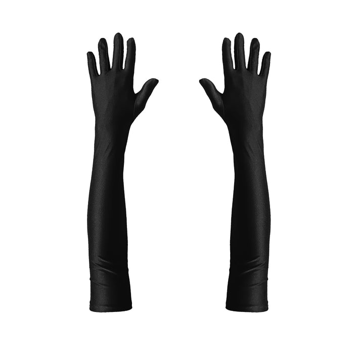 Damen Handschuhe Lang schwarz Handschuh für Hochzeit Fasching Karneval Motto Party Kostüm Accessoire für Halloween