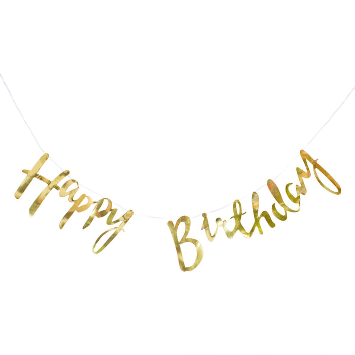 Happy Birthday Geburtstag Party Deko Set - Girlande + Konfetti - gold silber schwarz