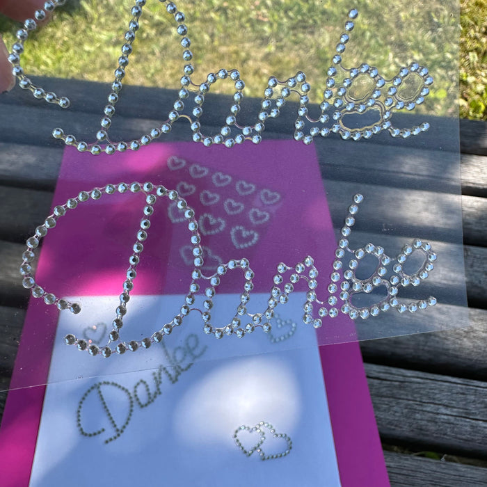 4 Danke Sticker Strass Steine Aufkleber in silber zum Verzieren für Hochzeit JGA Valentinstag Kommunion Konfirmation