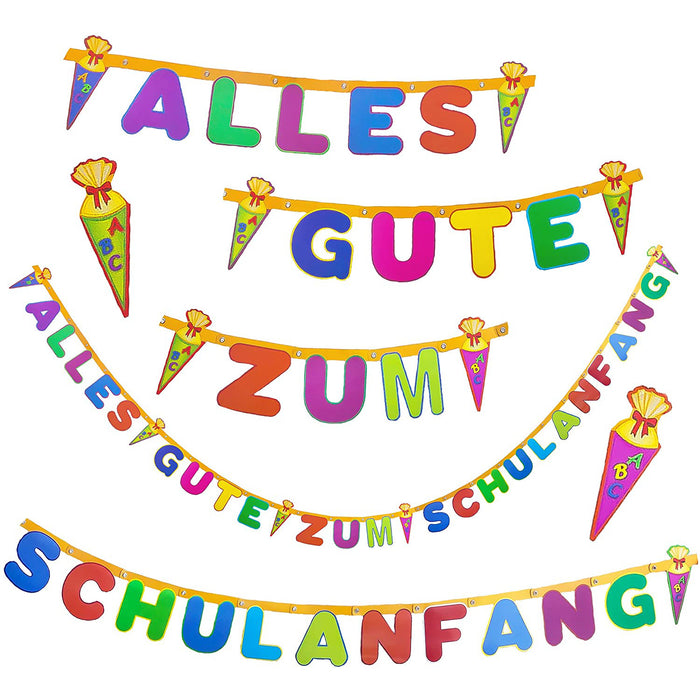 Schuleinführung Schulanfang Einschulung Deko Set - Alles Gute zum Schulanfang Girlande + Luftballons