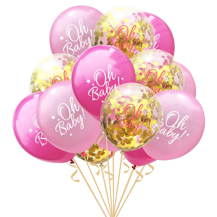 Konfetti Luftballon Set für Baby Shower Party Mädchen 15 Deko Ballons rosa gold