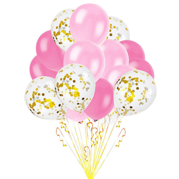 Konfetti Luftballon Set 15 Stk Hochzeit JGA Party rosa pink weiß