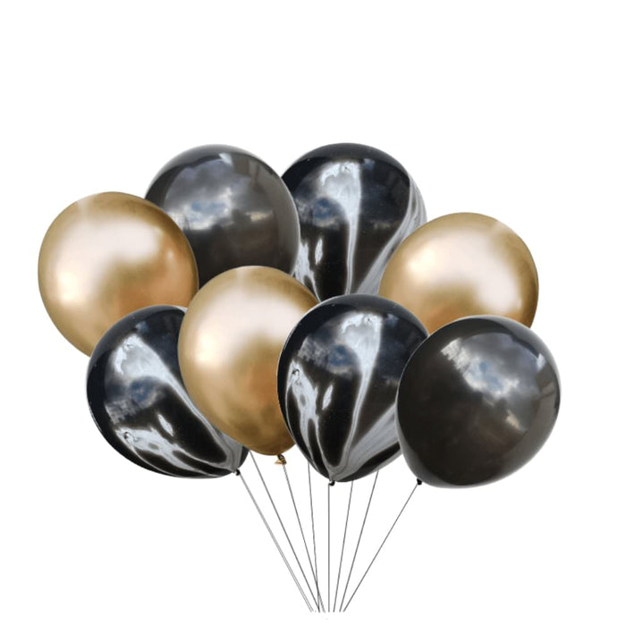 Luftballon Set 8 Stk. Geburtstag Party Jubiläum Hochzeit JGA Ballons schwarz gold