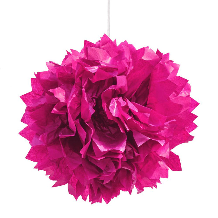 3 PomPoms Pompons Seidenpapier Hochzeit Geburtstag Party Deko - pink