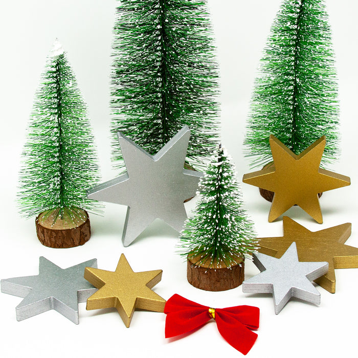 4er Set Tannenbäume mit Schnee Deko Weihnachtsbaum Christbaum Tannenbaum Tanne für Weihnachten