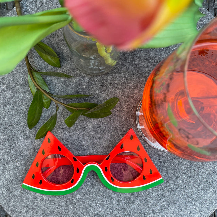 Melonen Brille Partybrille Spaßbrille Sonnenbrille für Geburtstag Party Fasching Karneval Accessoire - rot