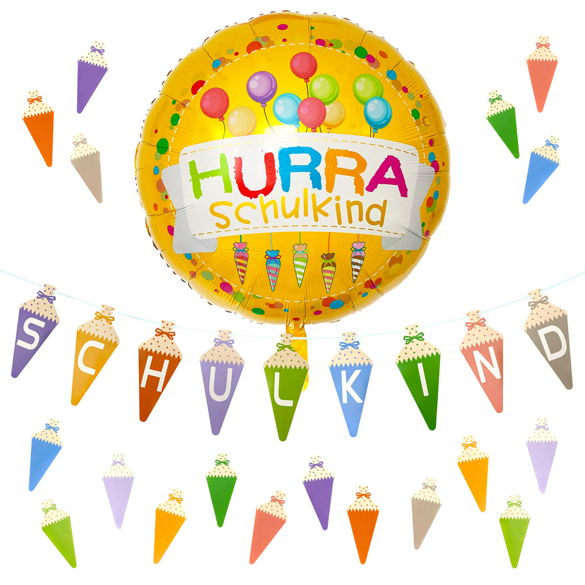 Schuleinführung Deko Set Von Oblique Unique® - Mit Folienballon & Partygeschirr