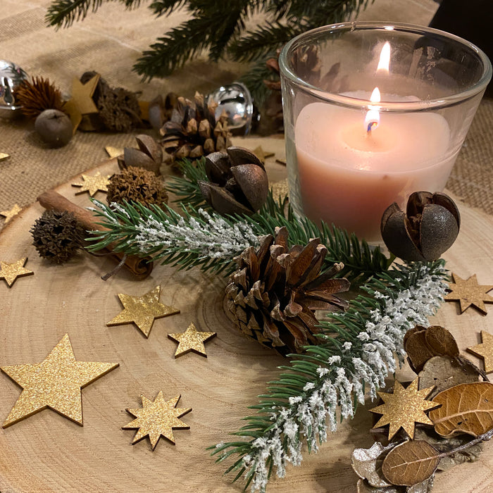 Holz Sterne Deko Set Holzdeko Weihnachtsdeko Tischdeko Streudeko für Weihnachten - gold