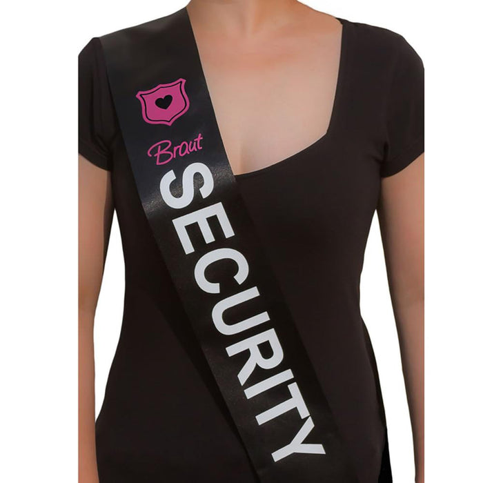 Schärpe Braut Security JGA Hen Party Bride to be Party schwarz weiß