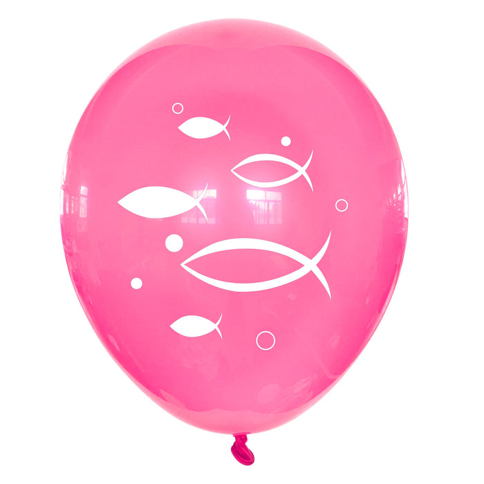 Fisch Luftballon Set 10 Stk. Ballons für Taufe Kommunion Konfirmation Deko Mädchen Weiß Rosa Pink