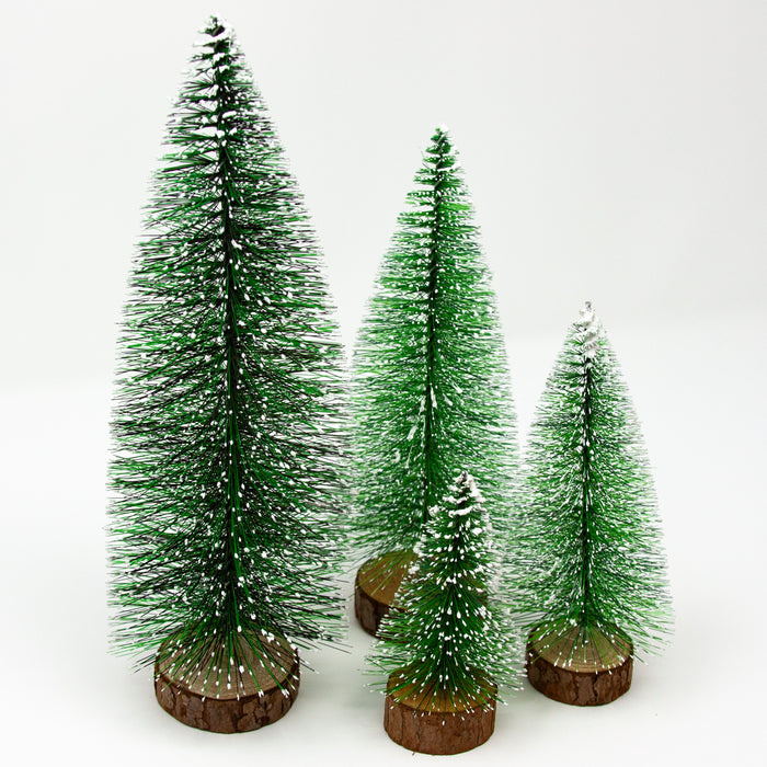 4er Set Tannenbäume mit Schnee Deko Weihnachtsbaum Christbaum Tannenbaum Tanne für Weihnachten