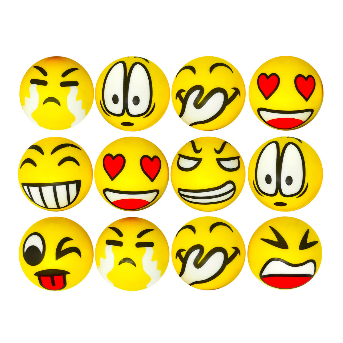 12 Pièces Emoji Boule Antistress, Billes Anti-Stress, Boule de Stress, Mini Ball
