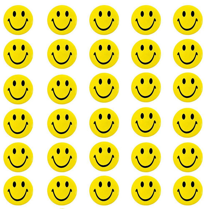 30 Stück Smiley Button Anstecker mit Sicherheitsnadel - gelb