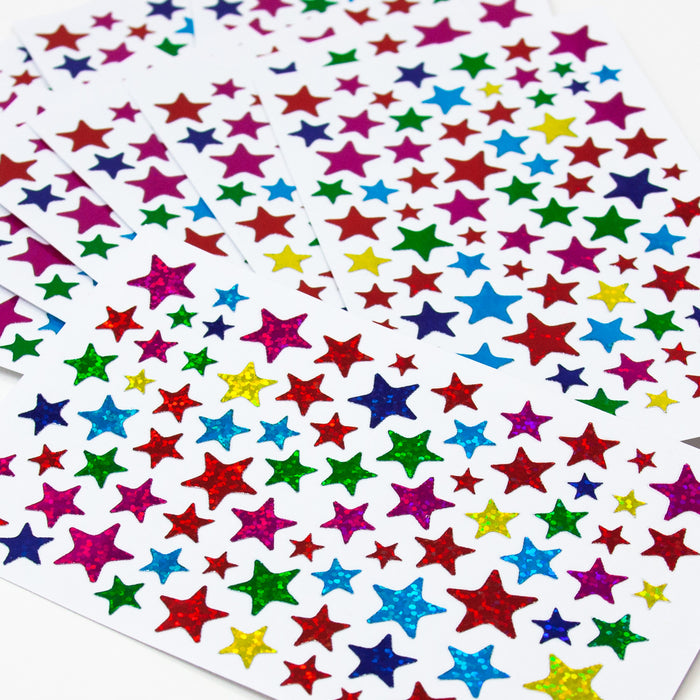 790x Sterne Sticker Stern Aufkleber Holo Effekt glitzernd zum Basteln Scrapbooking Dekoration - bunt