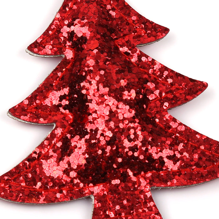 2er Set Tannenbaum Anhänger Weihnachten Glitzer Aufhänger Deko für Advent Weihnachtsdeko Baumschmuck - rot