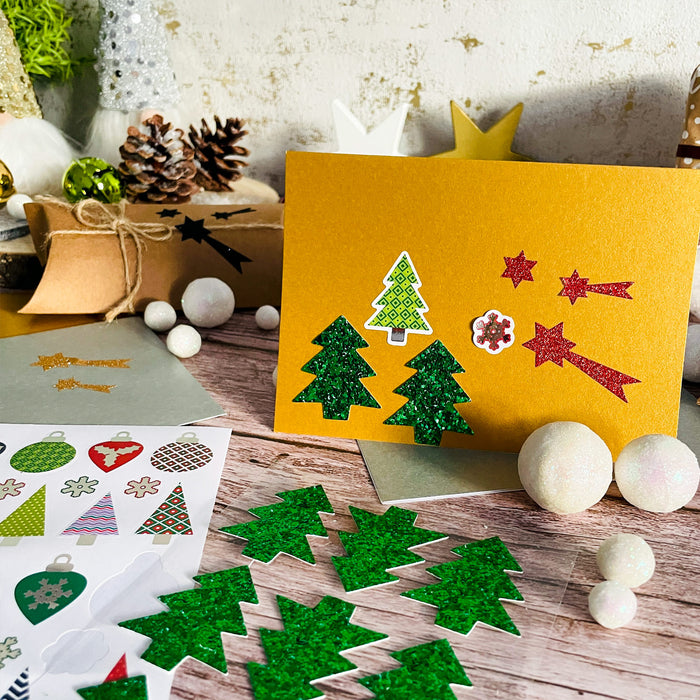 74 Sternschnuppen Sticker Glitzer Schnuppen Stern Aufkleber für Weihnachten zum Dekorieren Spielen Basteln Scrapbooking - schwarz