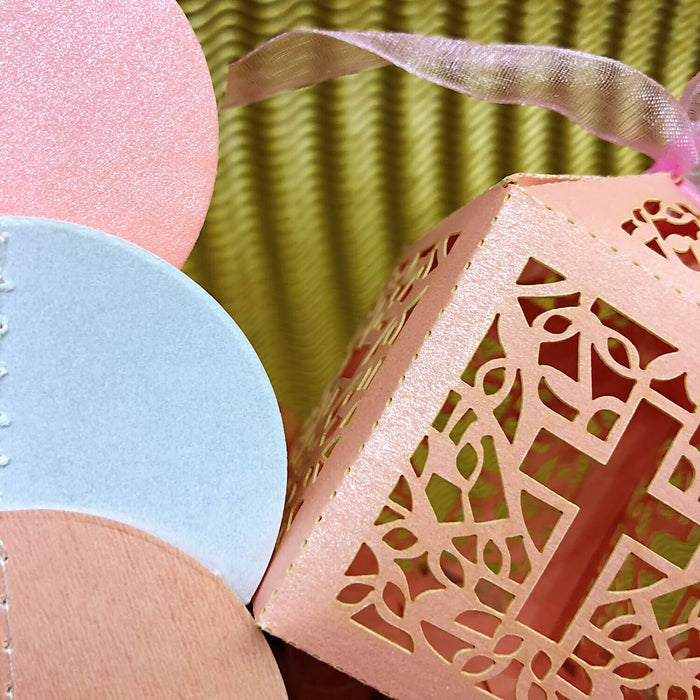 10 Deko Schachteln Boxen mit Kreuz Motiv für Taufe Kommunion Hochzeit rosa