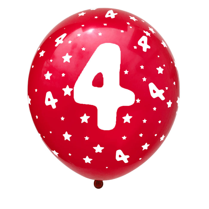 Luftballon Set Zahl 4 für 4. Geburtstag Kindergeburtstag Party 10 Deko Ballons Geburtstagsdeko bunt