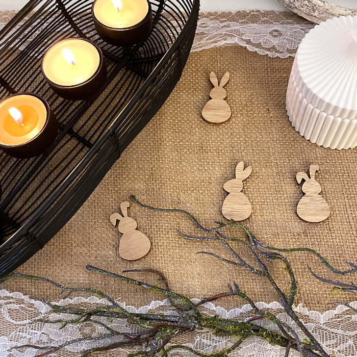 Holz Konfetti Hasen Häschen als Streudeko Tisch Deko Streuteile aus Echtholz für Ostern Osterdeko - natur