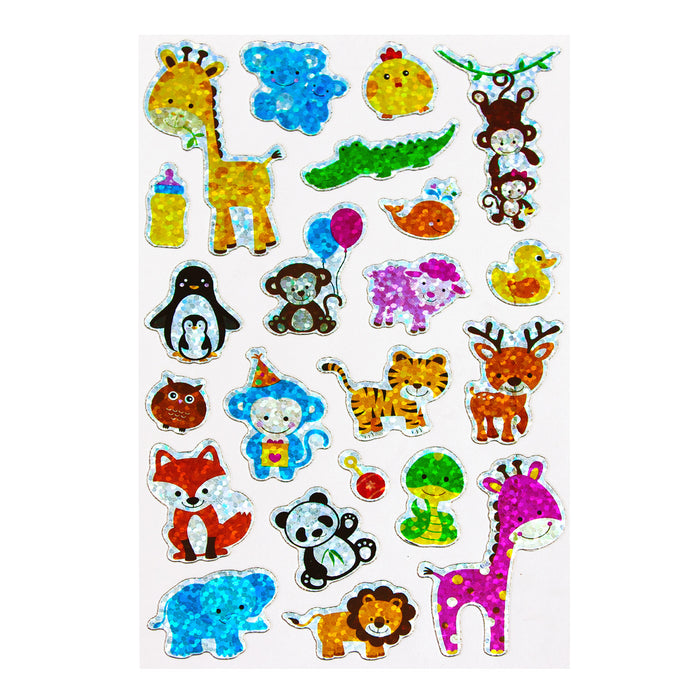 220 Zoo Tiere Sticker Tier Aufkleber + Babyrassel Babyflasche zum Basteln Spielen Scrapbooking