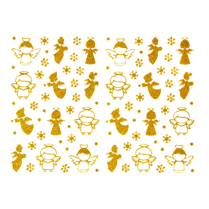 84 Weihnachts Sticker Glitzernd Aufkleber für Weihnachten Xmas Geschenk Deko - Engel gold