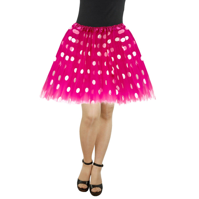 Tutu Tütü Damen Rock pink weiß Gepunktet Kostüm Accessoire für Fasching Karneval Motto Party