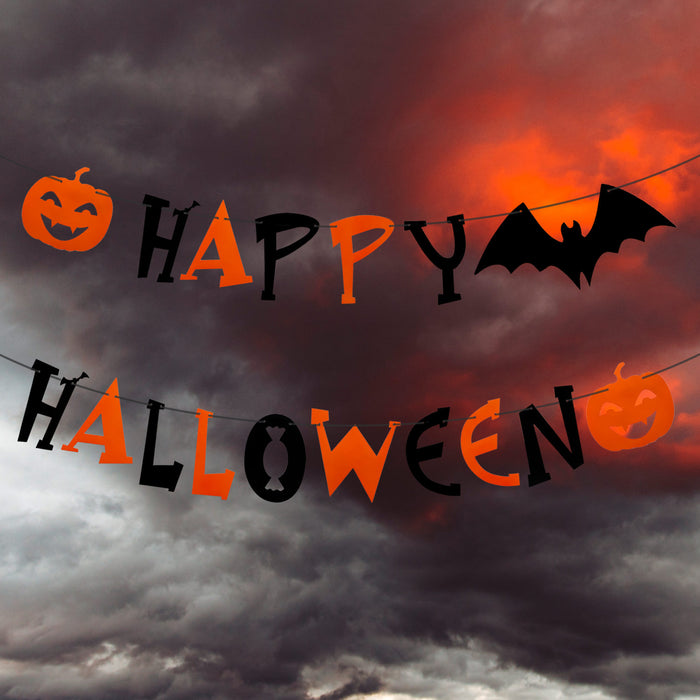 Happy Halloween Girlande Horror Hänge Dekoration Banner für Halloween Fasching Karneval Grusel Motto Party