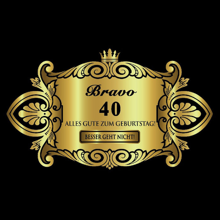 Flaschenetikett Aufkleber Sticker gold elegant Geburtstag - Bravo 40