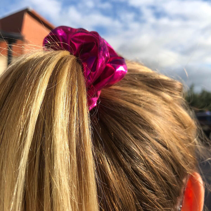 Scrunchie Haargummi Zopfgummi Haarband für Mädchen Damen 80er Jahre 80s Motto Kostüm Party - pink