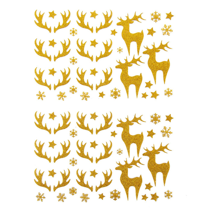 78 Weihnachts Sticker Xmas Glitzer Aufkleber für Weinachten Rentier uvm. Weihnachtsdeko - gold