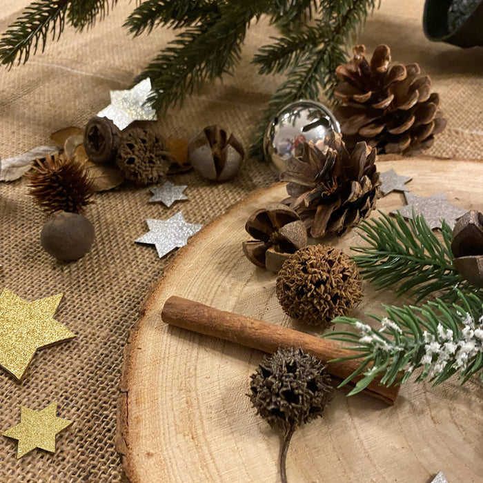 Holz Sterne Deko Set Holzdeko Weihnachtsdeko Tischdeko Streudeko für Weihnachten - gold