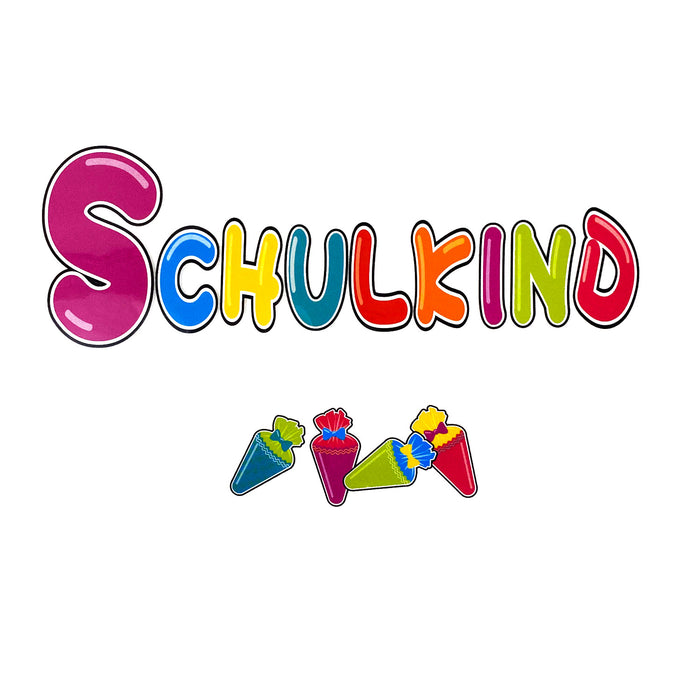 Bügelbild Schulkind + Zuckertüten Aufbügelbild für Schuleinführung Einschulung Mädchen und Jungs