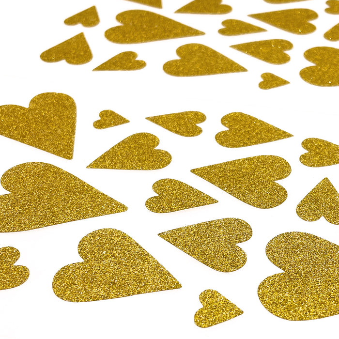 42 Herz Aufkleber Herzen Sticker Set mit Glitzer Scrapbooking Geburtstag Valentinstag - gold