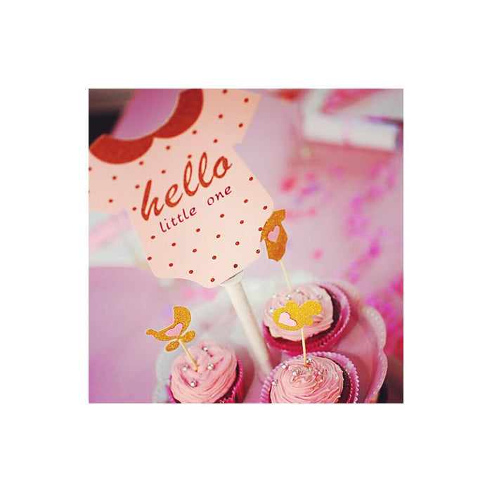 3 Topper Holzsticker Baby Shower Mädchen Kuchen Cupcake Deko Aufsatz