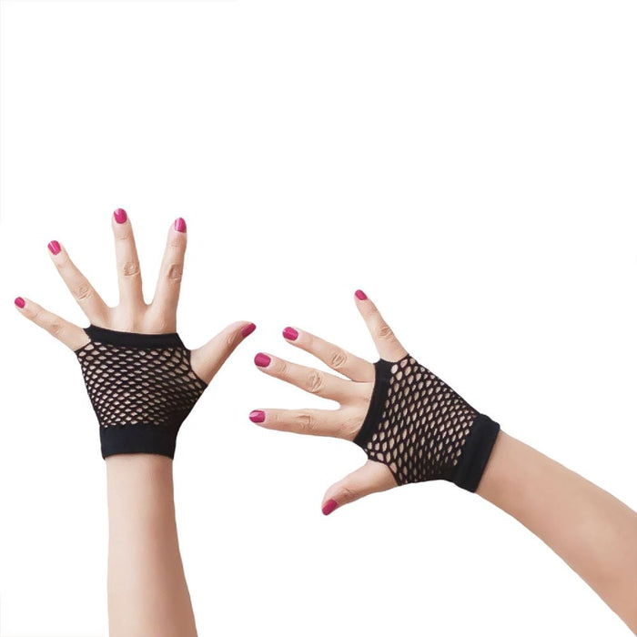 Netzhandschuhe kurz fingerlos Party Karneval Fasching