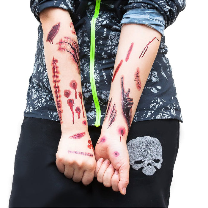 Temporäre Tattoos Horror Halloween Klebetattoos Wunden - 40 Motive