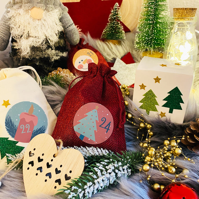 50 Weihnachtsbaum Sticker Glitzer Sterne Tannenbaum Aufkleber für Weihnachten Geschenk Deko