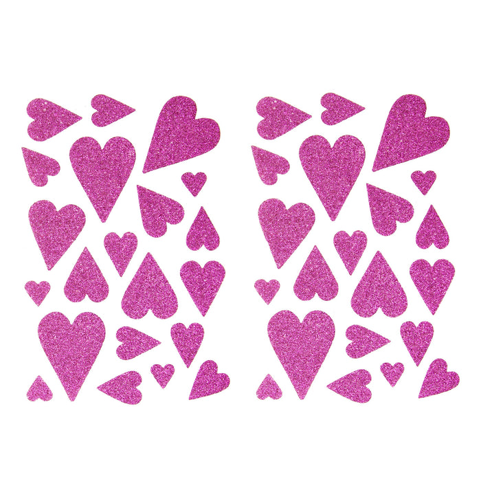 42 Herz Aufkleber Herzen Sticker Set mit Glitzer Scrapbooking Geburtstag Valentinstag - pink