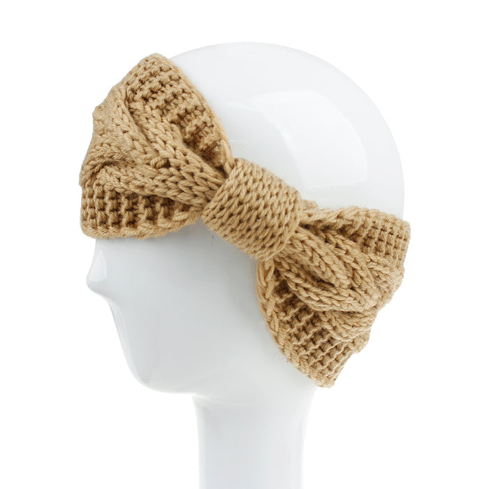 Damen Stirnband Haar Band für den Herbst Winter Ohrenwärmer Zopfmuster in Einheitsgröße - beige