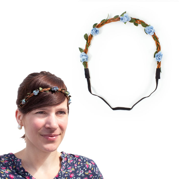 Blumen Haarband Stirnband Haarschmuck Bohemia Kopfschmuck - hellblau