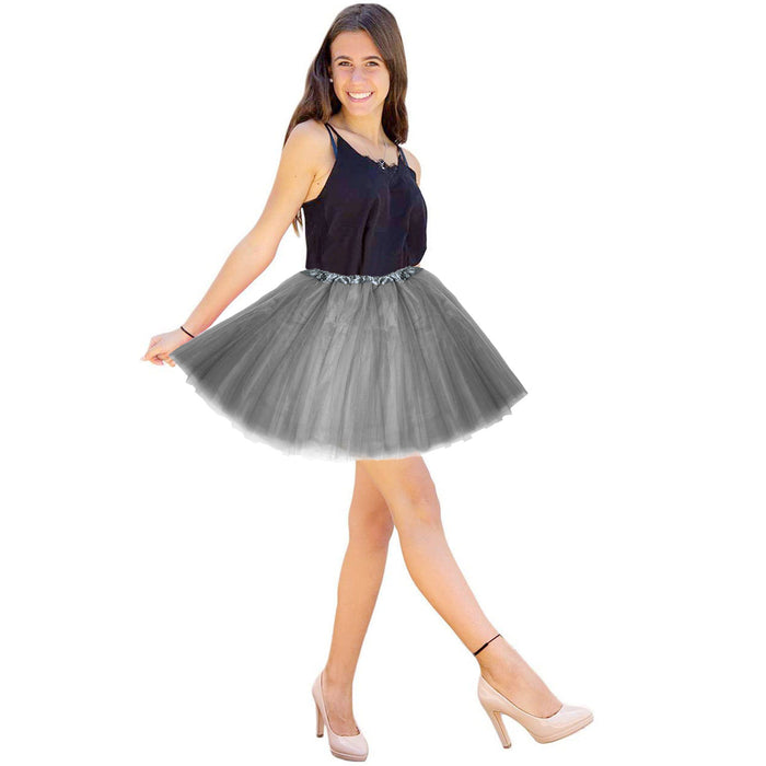 Tutu Tütü Damen Rock grau Tüllrock Unterrock Kostüm Accessoire für Fasching Karneval 60 cm - 116 cm